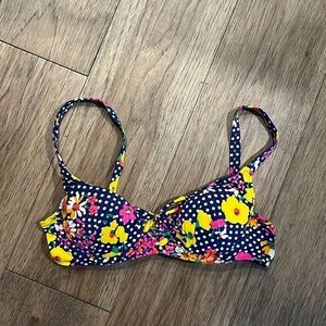 BALI SWIM vintage 60’s floral push up bikini top, size 34B